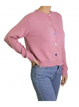 Cardigan con bottoni colorati in cotone 